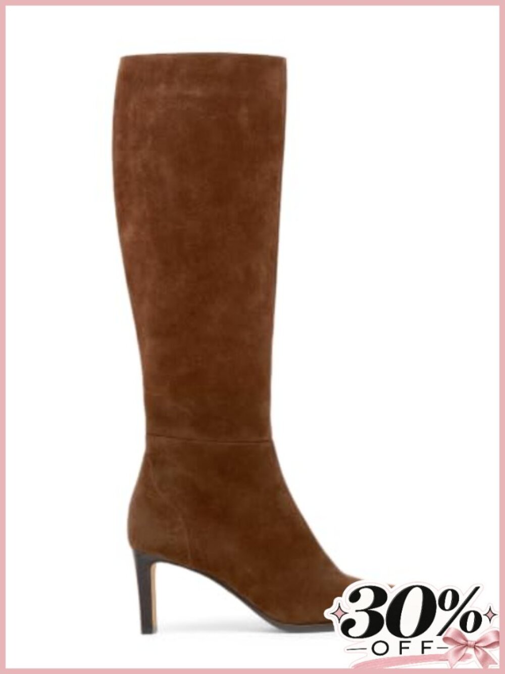 Faux Suede Knee High Boots High Heel Side Zip Dress Tall Boots